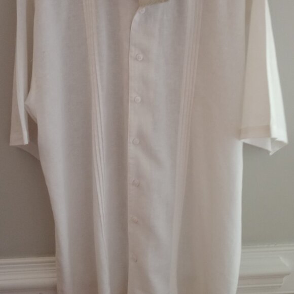 'SADDLEBRED' White Short sleeve Shirt Size XLT Linen blend NWT - Picture 2 of 14